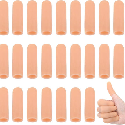 30 Pieces Finger Protectors - Gel Finger Pads - Fingertip Protectors - Finger Covers - Silicone Finger Covers - Finger Protector - Reusable - Cut-Resistant - Fingertip Bandages for Embroidering, Cutting, Cracking Hands, Protecting Calluses - Beige.
