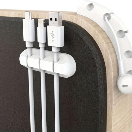 3 pieces - Cable holder - Cable clamp holder - cable management system - cable organizer - cable clip - desk organizer - cable tray - for cables, power cords, USB charging cables, chargers, audio cables - 3, 5, 7-hole - white.