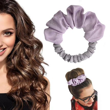 Heatless Curls - Curling Band - Heat-Free Curling Headband - Curls Without Heat - Hair Curler - Heatless Overnight Hair Curlers for Long Hair - Soft Pink Scrunchie - Curly Artifact - Purple.