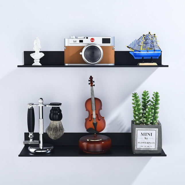 Bathroom Shelf - Wall-Mounted Shower Shelf - 2 Pieces - Soap Holder - Shelf - Modern Design Wall Shelves 30 cm - Bathroom Rack - Organizer - Metal Wall Shelf - Shower Shelf - for Bathroom, Living Room, Kitchen, Office - Shampoo Rack - Black.