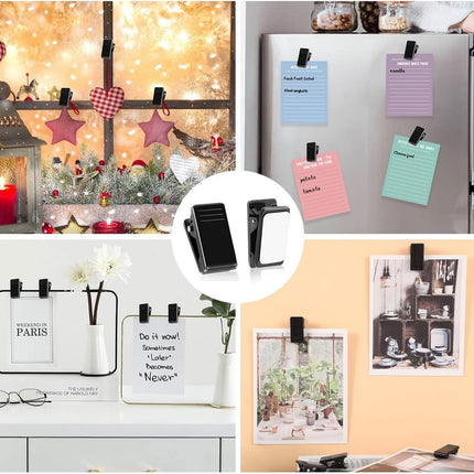 60 pieces - 1.3*2.6 cm - PP clip - self-adhesive spring clips - acrylic glue clips - self-adhesive plastic wall clips - small self-adhesive clip - small size mini spring clips - for Christmas decorations, photos, posters, school, office - black.