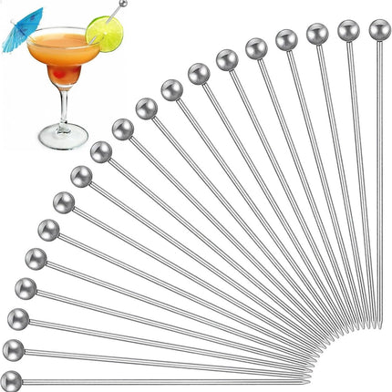 20 pieces - Cocktail picks - Stainless steel cocktail picks - 11 cm - Fruit sticks - Stainless steel fork - Cocktail sticks - reusable cocktail picks for drinks - metal cocktail picks - for snacks, decoration for fruit drinks - silver.