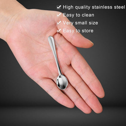 10 pieces - Spoon - Kitchen sauce spoon - Sauce spoon - Spice spoon - Small spoons for spice jars - mini spoons - Stainless steel small spoons - Kitchen utensils - for herbs, salt, pepper, spices, sugar, honey, coffee - 7.5 cm - silver.