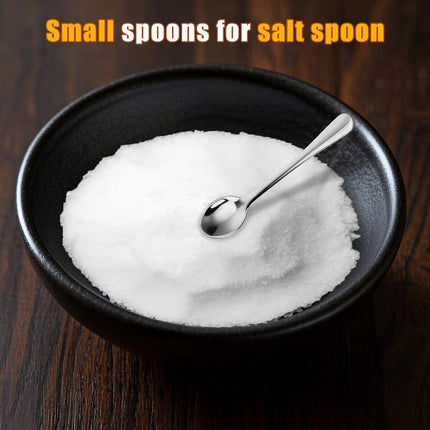10 pieces - Spoon - Kitchen sauce spoon - Sauce spoon - Spice spoon - Small spoons for spice jars - mini spoons - Stainless steel small spoons - Kitchen utensils - for herbs, salt, pepper, spices, sugar, honey, coffee - 7.5 cm - silver.