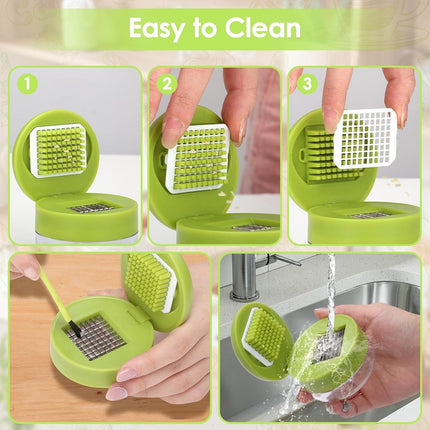 2 Pieces Garlic Press - Garlic Chopper - Garlic Press - Suitable for Garlic - Manual Garlic Press - Kitchen Gadget Press - Garlic Presses - Storage Container - Ginger Press - Stainless Steel Knife Cutter - Crusher - For Home and Camping.