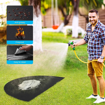 Fireplace Mat - 61 x 106 cm - Semi-circular spark protection plate - Fiberglass - 2-layer fire retardant - Fireproof Fireplace Mat & Fireplace Carpet - fire retardant mats - Semi-Round Fireplace Stove Carpet Protects Floors and Patios from Sparks - Black.