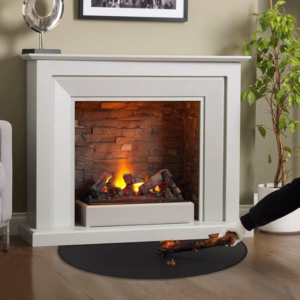 Fireplace Mat - 61 x 106 cm - Semi-circular spark protection plate - Fiberglass - 2-layer fire retardant - Fireproof Fireplace Mat & Fireplace Carpet - fire retardant mats - Semi-Round Fireplace Stove Carpet Protects Floors and Patios from Sparks - Black.