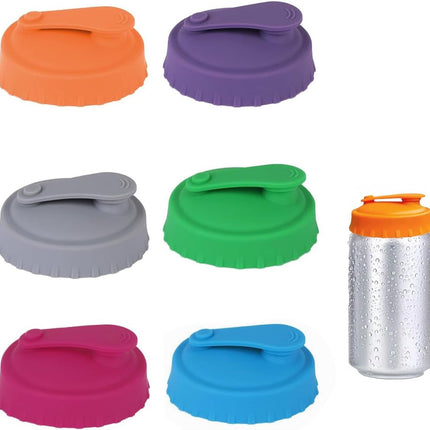 Can Cover - 6 Pieces - Silicone Soda Cans - Can Closer - Silicone Can Lids - Drink Protector - Dust and Spill Anti - Insect Anti - Easy to Clean - Reusable - Fits All Cans - Freshness Cap - 6 Colors.