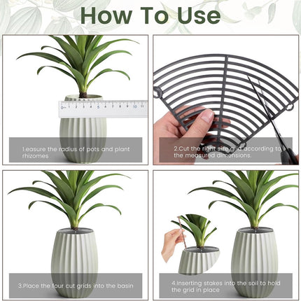 2 pieces - plant pot cover - 30 cm - Flowerpot grid - planter cover set - plantpot grid bottom protectors - with 16 posts - plant covers - for indoor and outdoor gardening - plant protectors - keeps cats and squirrels out of the flowerpot - black.