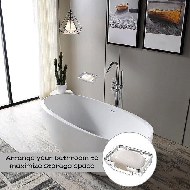 Soap Holder - 135*85*35 cm - Waterproof Stainless Steel Soap Dish - Storage Rack - Stainless Steel Metal Wall-Mounted Soap Rack - Shower Soap Basket - Soap Rack - Dish Holder - Sink Rack - With Screws - For Shower, Bathroom, Bath, Kitchen, Washbasin - Sil.