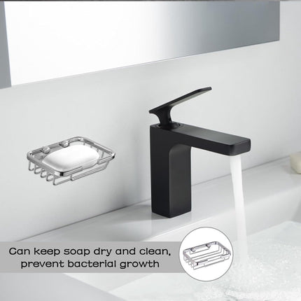Soap Holder - 135*85*35 cm - Waterproof Stainless Steel Soap Dish - Storage Rack - Stainless Steel Metal Wall-Mounted Soap Rack - Shower Soap Basket - Soap Rack - Dish Holder - Sink Rack - With Screws - For Shower, Bathroom, Bath, Kitchen, Washbasin - Sil.