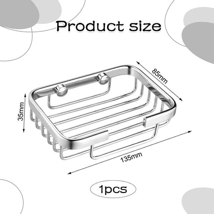 Soap Holder - 135*85*35 cm - Waterproof Stainless Steel Soap Dish - Storage Rack - Stainless Steel Metal Wall-Mounted Soap Rack - Shower Soap Basket - Soap Rack - Dish Holder - Sink Rack - With Screws - For Shower, Bathroom, Bath, Kitchen, Washbasin - Sil.