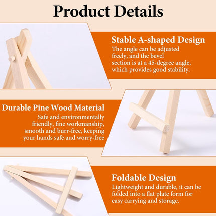 4 pieces - Table easel - Painting easel stand - Painting easel - Desk easel - Wooden easel - Wooden stand - Mini wooden stand - Display rack - mini painting easel - Home decoration - for photos, weddings, birthdays - 8*15 cm.