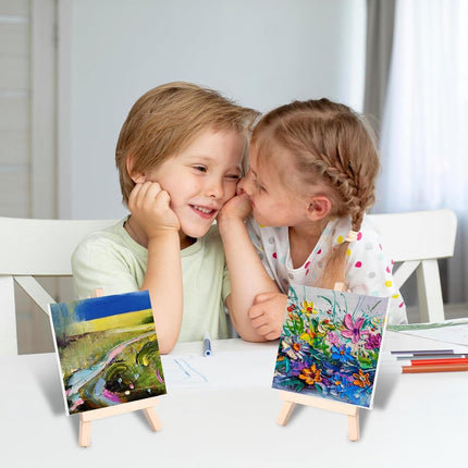 4 pieces - Table easel - Painting easel stand - Painting easel - Desk easel - Wooden easel - Wooden stand - Mini wooden stand - Display rack - mini painting easel - Home decoration - for photos, weddings, birthdays - 8*15 cm.
