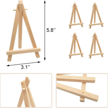 4 pieces - Table easel - Painting easel stand - Painting easel - Desk easel - Wooden easel - Wooden stand - Mini wooden stand - Display rack - mini painting easel - Home decoration - for photos, weddings, birthdays - 8*15 cm.