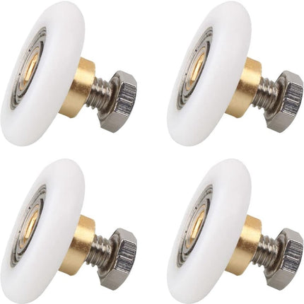 pieces - shower door rollers - 20 mm - sliding door wheels for showers - replacement roller guide wheels - for home, bathroom, DIY - replacement parts for glass holes - for shower doors, sliding door wheels and gliders - white.