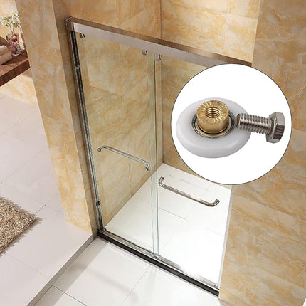 pieces - shower door rollers - 20 mm - sliding door wheels for showers - replacement roller guide wheels - for home, bathroom, DIY - replacement parts for glass holes - for shower doors, sliding door wheels and gliders - white.