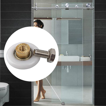 pieces - shower door rollers - 20 mm - sliding door wheels for showers - replacement roller guide wheels - for home, bathroom, DIY - replacement parts for glass holes - for shower doors, sliding door wheels and gliders - white.