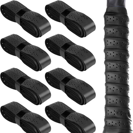 8 pieces - Racket grips - Racket Grip Tape - Badminton grip tape - Tennis racket grip tape - sports accessories - replacement grip - self-adhesive - for tennis rackets, badminton and more - 1100*25*0.6mm - black.