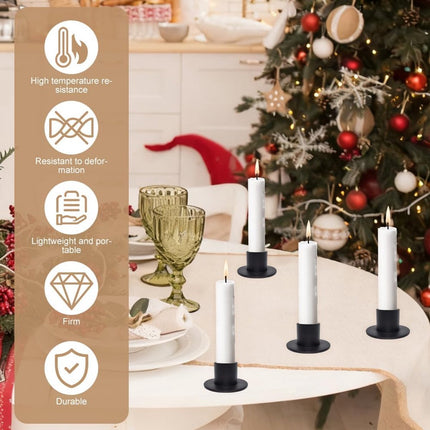 4 pieces - Candlesticks - Candle holder - Candle stand - metal candle holders - modern candle holders - home decoration - for the living room, parties, Christmas, weddings - Φ2.5 cm - 5*2.7 cm - black.
