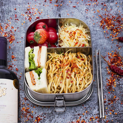 1400ml Lunchbox - Sandwich Box - Bento Box - Stainless Steel Food Containers - Adult Lunchbox - Sandwich Container - Metal Bento Lunchbox - Stainless Steel Food Storage Containers with Separate Compartments - Leakproof - Reusable - Microwave Safe.