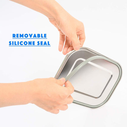 1400ml Lunchbox - Sandwich Box - Bento Box - Stainless Steel Food Containers - Adult Lunchbox - Sandwich Container - Metal Bento Lunchbox - Stainless Steel Food Storage Containers with Separate Compartments - Leakproof - Reusable - Microwave Safe.