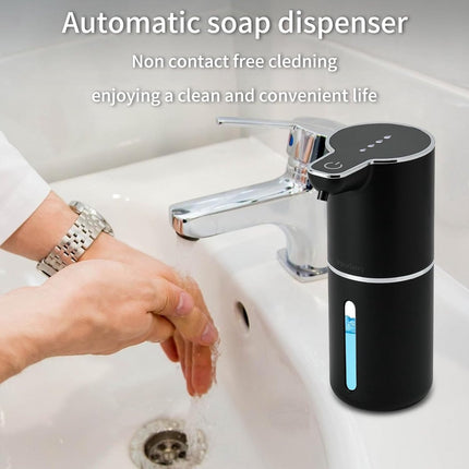 Soap Dispenser - Automatic Soap Dispenser - 350ml - Automatic Foam Soap Dispenser - Wall-Mounted Soap Dispenser - USB Rechargeable - 4 Adjustable Levels Soap Dispenser - For Bathroom and Kitchen - 19*11*7.5 cm - Black.