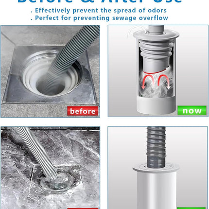 Washing machine drain plug - Sealing ring - suitable pipe inner diameter 60-65 mm - Drain plug - Sewer seals - Floor drain plug cover - drain pipe seal - anti-odor drain seal - with lid - for home, kitchen and bathroom - grey.