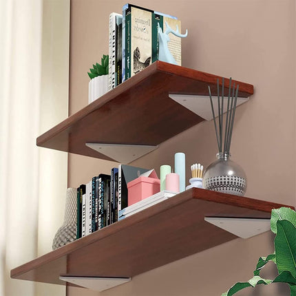 4 pieces - Shelf brackets - 10*8 cm - Wall-mounted floating bracket - Concealed shelf bracket - metal shelf brackets - triangular shelf bracket - with screws - invisible shelf bracket - for living room, bathroom and bedroom decor - white.