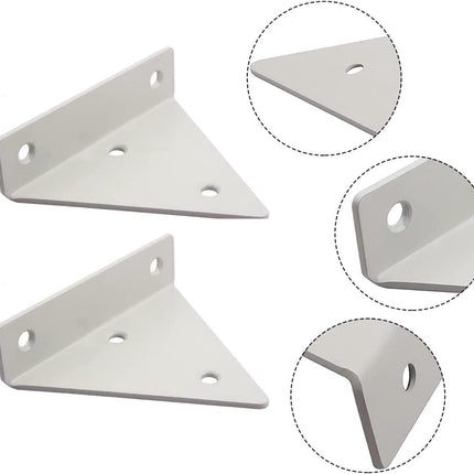 4 pieces - Shelf brackets - 10*8 cm - Wall-mounted floating bracket - Concealed shelf bracket - metal shelf brackets - triangular shelf bracket - with screws - invisible shelf bracket - for living room, bathroom and bedroom decor - white.