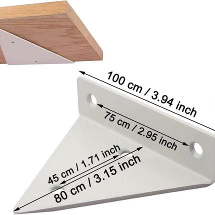 4 pieces - Shelf brackets - 10*8 cm - Wall-mounted floating bracket - Concealed shelf bracket - metal shelf brackets - triangular shelf bracket - with screws - invisible shelf bracket - for living room, bathroom and bedroom decor - white.