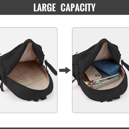 Waterproof backpack for girls - Girl's Backpack With Pin and Accessories - boys' backpack - women's backpack - Lightweight School Bag - School Student School Bag - Large Capacity Backpacks - Teenagers - High School Backpacks - Black.