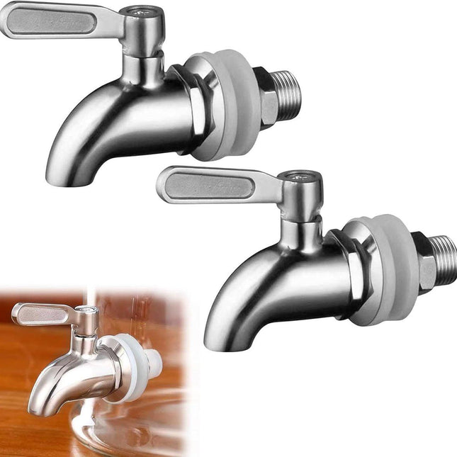 pieces - 16 mm beverage dispenser - Stainless steel beverage dispenser - Tap for keg - beer keg tap - wine tap - replacement tap - for home-brewed keg fermenter, wine, beer, juice dispenser - beverage tap - silver - 63*33*85 mm.