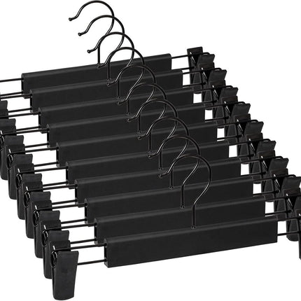Clothes Hangers - 10 Pieces - Trouser Hangers - Trouser Hangers with Clips - Garment Hangers - Skirt Hangers - Non-Slip Hanger with Clips - Clothes Rack/Coat Rack/Jacket/Trouser Hanger - Space-Saving - Adjustable Clip Hangers, Garment Jacket Clothing Jean.