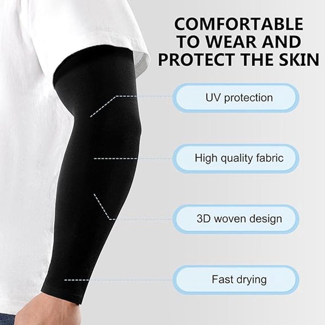 4 pairs of sleeves - Unisex - Sleeves - Ultralight sleeves - Arm Sleeve - UV protection for arms - Sunscreen Sleeve Ice Side Arm Sleeves - Comfort Cooling Sports Compression Sleeves - Ideal for sports, cycling, golfing - Black/Grey/Dark Grey.