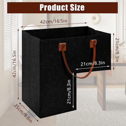 Stair Organizer Basket - Stair Basket - L-shaped Foldable Stair Basket - Storage Bag - Felt Stair Basket - Laundry Basket - Toy Basket - Household Items - for Laundry, Toys - 42*42*25.5 cm - Black.
