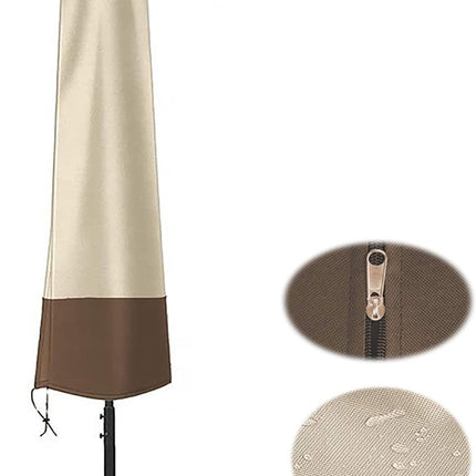 Outdoor parasol rain cover - Parasol cover - Dustproof - Waterproof - Parasol protector - Standing parasol cover - Dust cover - Durable all-season parasol cover - Beige/Brown - 200 × 55/60cm.