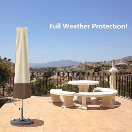 Outdoor parasol rain cover - Parasol cover - Dustproof - Waterproof - Parasol protector - Standing parasol cover - Dust cover - Durable all-season parasol cover - Beige/Brown - 200 × 55/60cm.