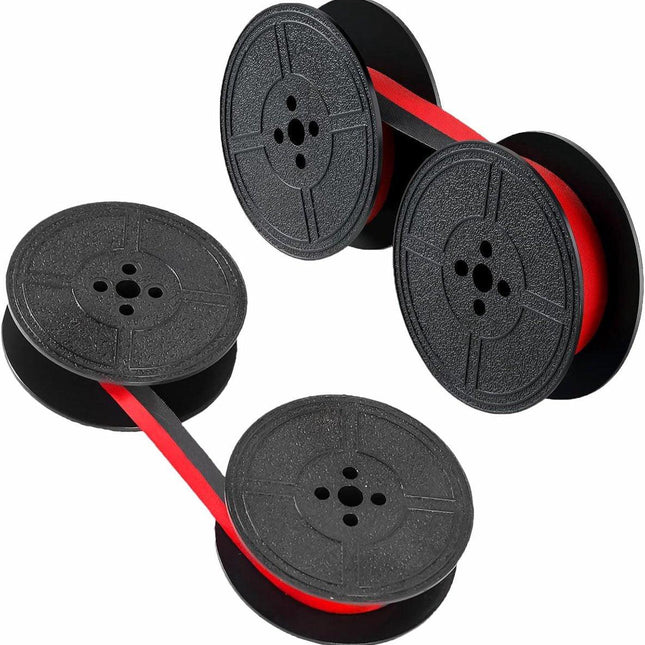 2 pairs - universal typewriter ribbons - typewriter ribbons - with double spool - double spool ribbon - typewriter ink ribbon - vintage typewriter ribbon replacement - replacement pack - for most typewriters - typewriter accessories - black and red.