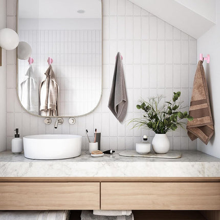 pieces - Towel hook - Hanging hooks - Hanging hooks - Bathroom towel hooks - Key hook - Clothes hook - Hat hook - Wall hooks - stainless steel hook - with screws - for bathroom, kitchen, garage, home, hotel, office - 5.5*6 cm - pink.