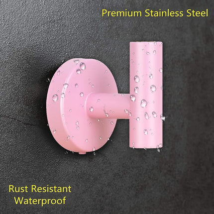 pieces - Towel hook - Hanging hooks - Hanging hooks - Bathroom towel hooks - Key hook - Clothes hook - Hat hook - Wall hooks - stainless steel hook - with screws - for bathroom, kitchen, garage, home, hotel, office - 5.5*6 cm - pink.