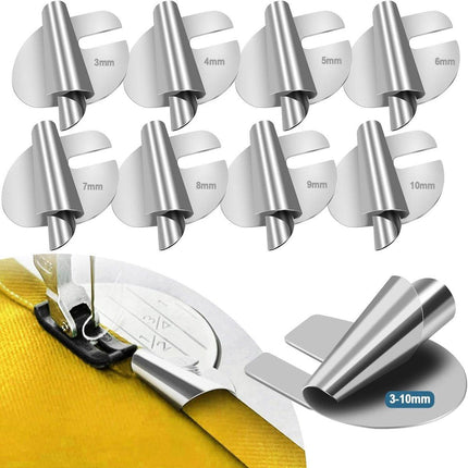 Hem feet - Rolled Hem Foot - Sewing machine accessories - Rolled Hem Presser Foot - Hemmer foot - sewing machine presser foot - sewing accessories - with 8 sizes - Stainless Steel Rolled Hem Presser Foot - for home use - 3-10 mm - silver.