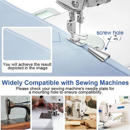 Hem feet - Rolled Hem Foot - Sewing machine accessories - Rolled Hem Presser Foot - Hemmer foot - sewing machine presser foot - sewing accessories - with 8 sizes - Stainless Steel Rolled Hem Presser Foot - for home use - 3-10 mm - silver.