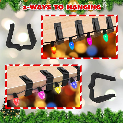 30 pieces - Christmas lighting clips - Light clips - Plastic clips - Lighting hooks - Party lighting clamps - festive string lights clips - hooks - for party decoration, gutter, fencing, roof edge - 49*42*13.7 mm - black.