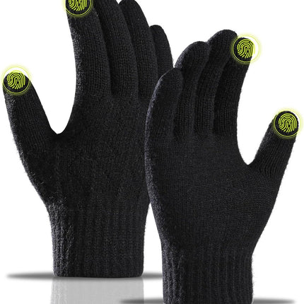 Gloves - Winter Gloves - Warm Gloves - Touchscreen Gloves - Men's Winter Touchscreen Gloves - Warm and windproof fleece lining - Durable and soft - for outdoors, running, skiing, cycling - black.