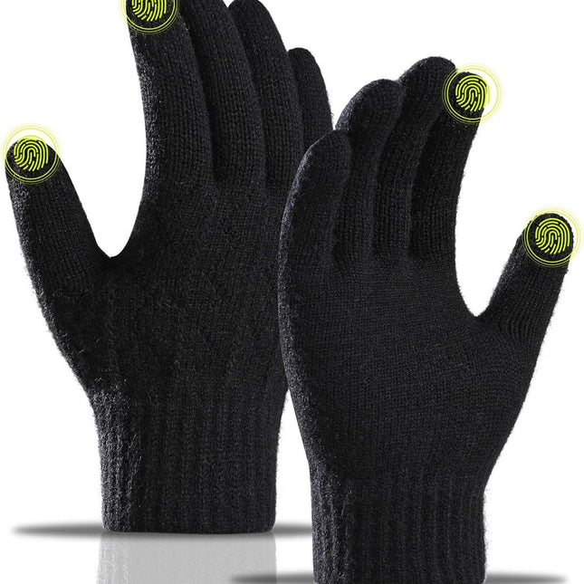 Gloves - Winter Gloves - Warm Gloves - Touchscreen Gloves - Men's Winter Touchscreen Gloves - Warm and windproof fleece lining - Durable and soft - for outdoors, running, skiing, cycling - black.