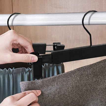 Clothes Hangers - 20 Pieces - Trouser Hangers - Trouser Hangers with Clips - Garment Hangers - Skirt Hangers - Non-Slip Hanger with Clips - Clothes Rack/Coat Rack/Jacket/Trouser Hanger - Space-Saving - Adjustable Clip Hangers, Garment Coat Clothes Jeans H.
