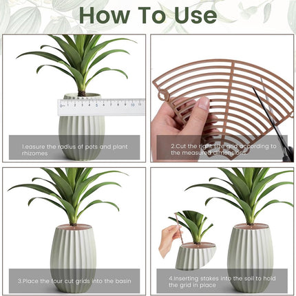 2 pieces - plant pot cover - 30 cm - Flowerpot grid - planter cover set - plantpot grid bottom protectors - with 16 posts - plant covers - for indoor and outdoor gardening - plant protectors - keeps cats and squirrels out of the flowerpot - brown.