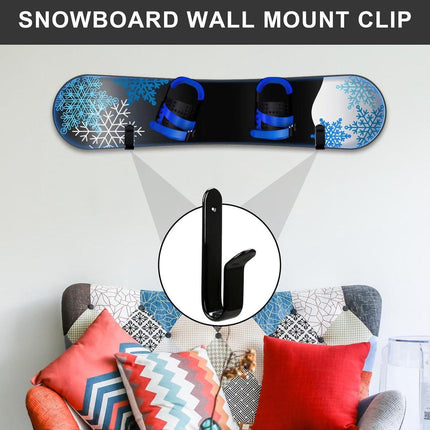 2 pieces - Skateboard wall mount - snowboard wall mount - snowboard wall mounting clips - horizontal snowboard storage - skateboard display rack stand - towel rack - towel hook - coat hook - with screws - for room, garage - 10*2*3.5 cm - black.