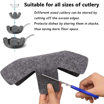 6 pieces - Pot holders - 38 cm - Pot protectors - Felt pot holders - coasters - felt pot protectors - cookware protector - kitchen utensils - for stacking pots, frying pans, ceramic pots, induction, glassware - grey.